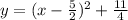 y=(x-\frac{5}{2})^2+\frac{11}{4}