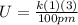 U=\frac{k(1)(3)}{100 pm}
