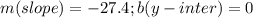 m(slope) = -27.4 ; b(y-inter) = 0