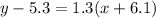 y - 5.3 = 1.3(x + 6.1)