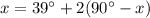 x = 39^\circ+2(90^\circ-x)