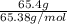 \frac{65.4 g}{65.38 g/mol}