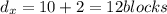 d_x = 10 + 2= 12 blocks