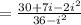 =\frac{30+7i-2i^2}{36-i^2}