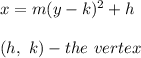 x=m(y-k)^2+h\\\\(h,\ k)-the\ vertex