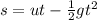 s=ut-\frac{1}{2} gt^2