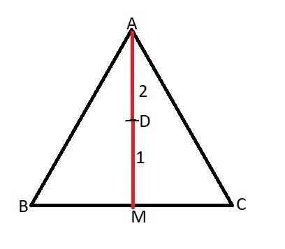 In triangle abc centroid d is on median am. ad= x + 3 and dm= 2x - 1. find am. options:  a. 5/3 b. 3