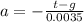 a=-\frac{t-g}{0.0035}