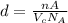 d=\frac{nA}{V_{c}N_{A}}