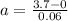 a = \frac{3.7 - 0}{0.06}