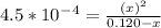 4.5*10^-^4=\frac{(x)^2}{0.120-x}