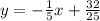 y = -\frac{1}{5}x + \frac{32}{25}