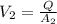 V_{2}=\frac{Q}{A_2}