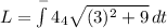 L=\int\limits^-4_4 {\sqrt{(3)^2+9} } \, dt