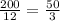 \frac{200}{12}=\frac{50}{3}