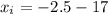 x_i = -2.5 - 17