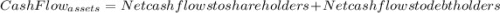 Cash Flow_{assets} = Net cash flows to shareholders + Net cash flows to debt holders