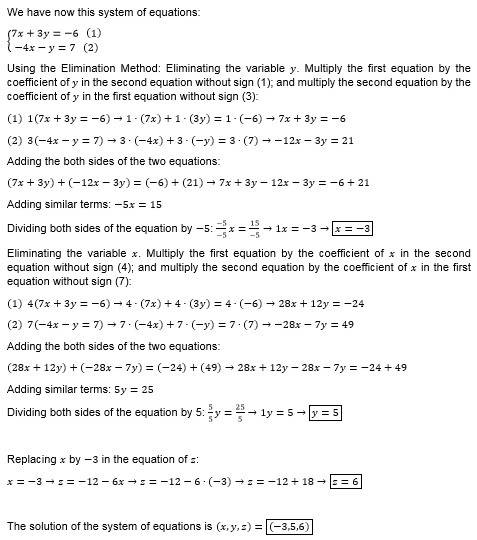 What is solution to the system of equation