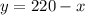 y=220 - x