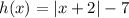 h(x)= |x + 2| - 7