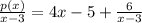 \frac{p(x)}{x-3} = 4x-5 + \frac{6}{x-3}