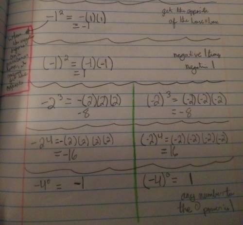 Explain the difference between (-5²) and -5².