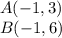 A(-1,3)\\B(-1,6)