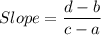 Slope=\dfrac{d-b}{c-a}