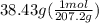 38.43g(\frac{1mol}{207.2g})