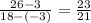 \frac{26-3}{18-(-3)} = \frac{23}{21}