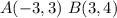 A(-3,3)\ B(3,4)