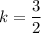 k=\dfrac{3}{2}