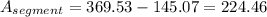 A_{segment}=369.53-145.07=224.46