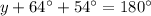 y+64^{\circ}+54^{\circ}=180^{\circ}