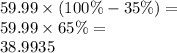 59.99 \times (100\% - 35\%) =  \\ 59.99 \times 65\% =  \\ 38.9935