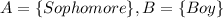 A=\{ Sophomore \}, B=\{ Boy \}