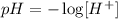 pH=-\log[H^+]