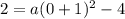 2 = a(0+1)^2 -4