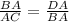 \frac{BA}{AC}=\frac{DA}{BA}