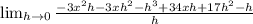 \lim_{h \to 0} \frac{-3x^2h-3xh^2-h^3+34xh+17h^2-h}{h}