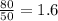 \frac{80}{50}=1.6