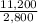 \frac{11,200}{2,800}