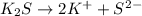 K_2S \rightarrow 2K^+ + S^2^-