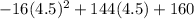 -16(4.5)^2 + 144 (4.5) + 160\\