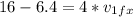 16 - 6.4 = 4*v_{1fx}