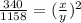 \frac{340}{1158}=(\frac{x}{y} )^2