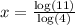 x=\frac{\log(11)}{\log(4)}