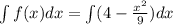 \int f(x) dx = \int (4 - \frac{x^2}{9} )dx