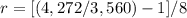 r=[(4,272/3,560)-1]/8