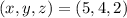 (x, y, z) = (5,4,2)&#10;